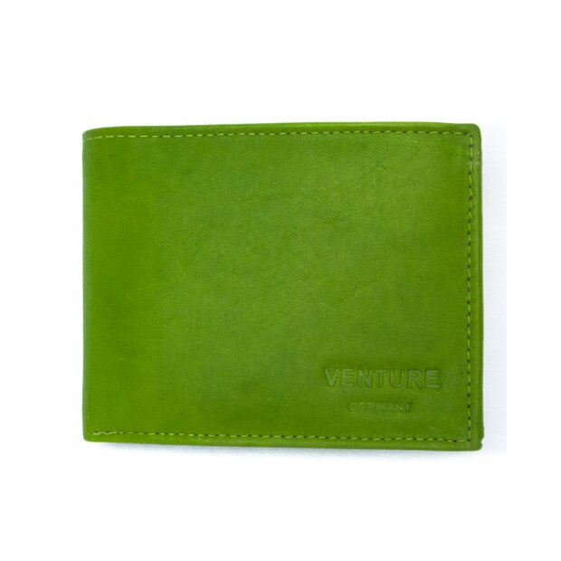 Real leather wallet 10 cm * 8 cm * 1.8 cm MK / 182 apple green