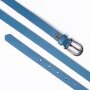 Real leather belt 2 cm width, length 100,105,110,115 cm each 1 piece LB 21 blue