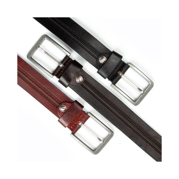 Real leather belt with cable pattern 4 cm width, length 100,105,110,115 cm 1 piece each UT-2217-9