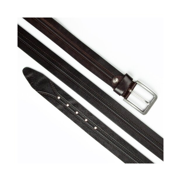 Real leather belt with cable pattern 4 cm width, length 100,105,110,115 cm 1 piece each UT-2217-9 dark brown
