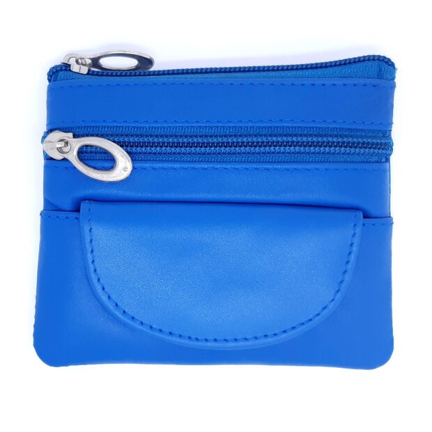 Unisex key case made of genuine leather 8,5x12x1cm blue