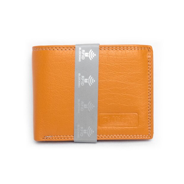 Wallet made from real leather, RFID blocking, tan