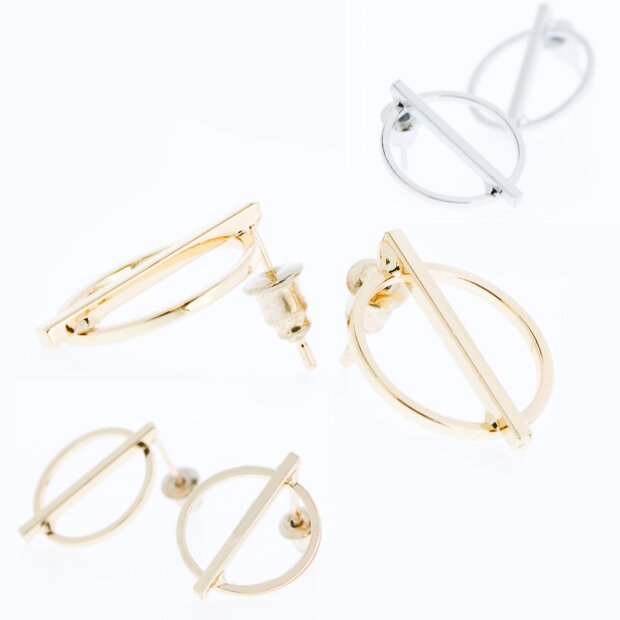 Elegant earrings,circle,silicone stopper,metal,stud earrings
