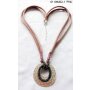 Long velvet necklace with fashionable pendant, pink