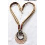 Long velvet necklace with fashionable pendant, brown