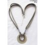 Long velvet necklace with fashionable pendant, grey