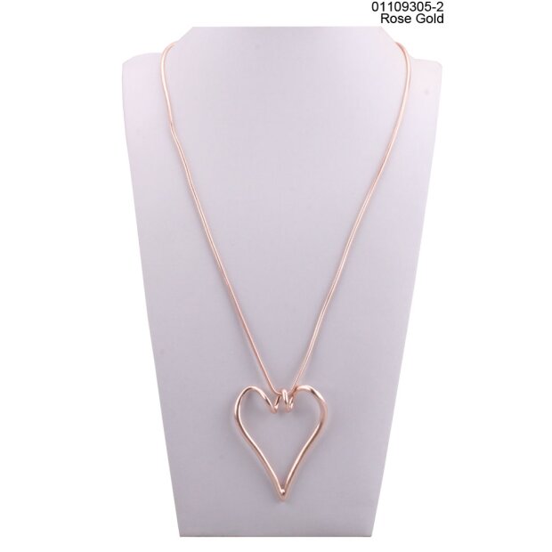 Long chain with heart pendant Rose Gold