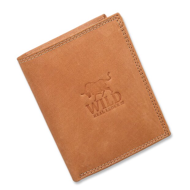 Real leather wallet, compact, high quality, robust tan