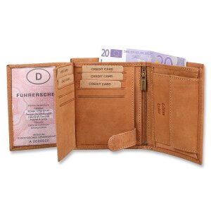 Wild Real Leder!!! mens wallet made from rwal leather 12,5 cm x 9,5 cm x 2,5 cm, tan
