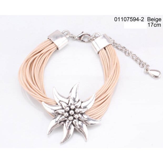 Bracelet with edelweiss pendant, beige