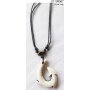 Unisex leather necklace with pendant Black