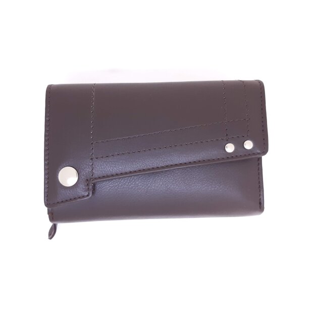Ladies real leather wallet 10x14,5x3 cm dark brown