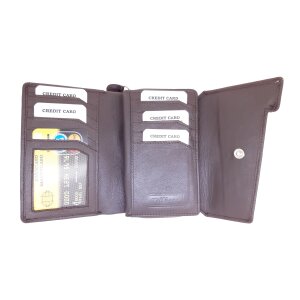 Ladies real leather wallet 10x14,5x3 cm dark brown