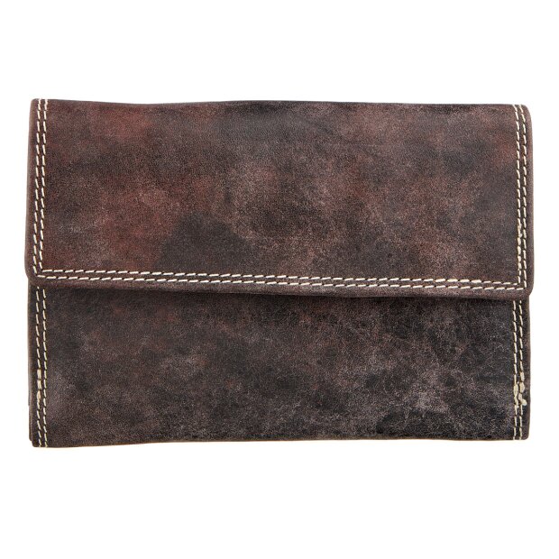 Wild Real Only!!! wallet made from real leather 14 cm x 9,5 cm x 3 cm dark brown