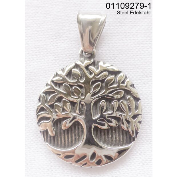 Living tree pendant made from stainless steel silver