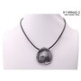 Fashionable leather necklace Matt Hematite/Black