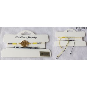 Adjustable Stainless Steel / Beaded Bracelet Set