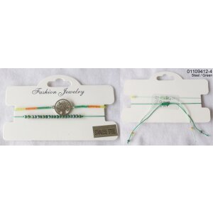 Adjustable Stainless Steel / Beaded Bracelet Set
