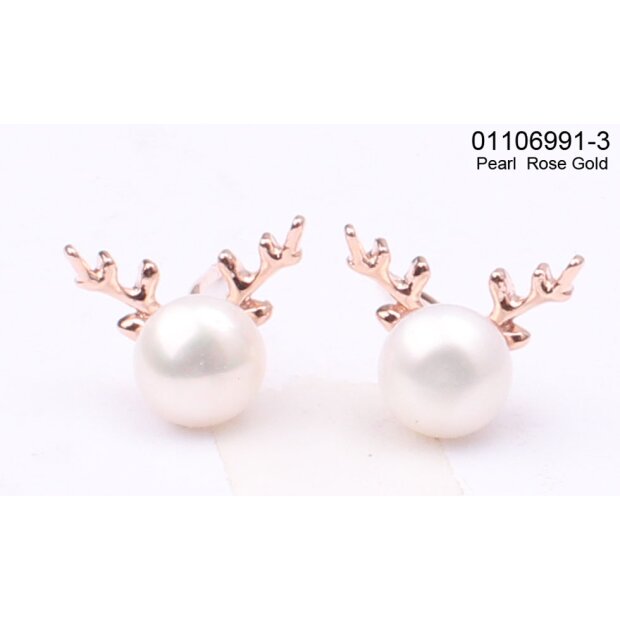 Genuine freshwater pearl earrings  Rose Gold