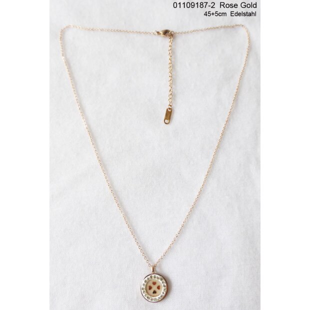 Stainless steel necklace with pendant 45+5 cm rose gold