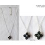 Stainless steel necklace with flower pendant 45+5 cm green