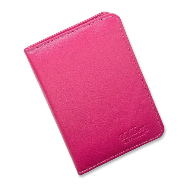 Wallet/credit card case made from real nappa leather, pink