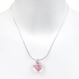 Halskette, Herzkette mit Swarovski Stein in verschiedenen Farben hell rosa