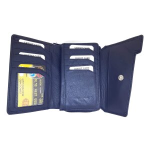 Ladies real leather wallet 10x14,5x3 cm navy blue