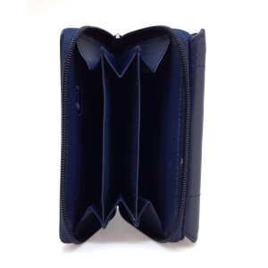 Ladies real leather wallet 10x14,5x3 cm navy blue