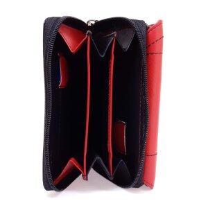 Ladies real leather wallet 10x14,5x3 cm black+red