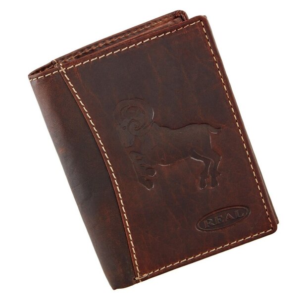 Wallet made from real water buffalo leather with ram motif
