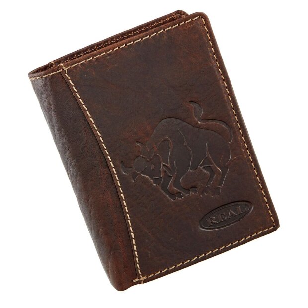 Wallet made from real water buffalo leather with bull motif