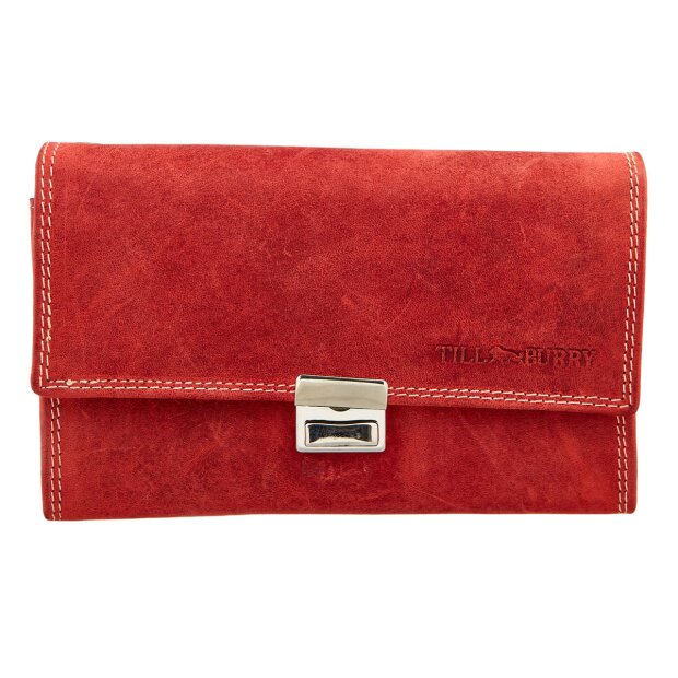 Waiters wallet with 5 compartments for banknotes red