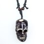 Leather necklace with dead skull pendant for women and men, length 45cm, lobster clasp, black