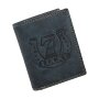 Wallet made from real leather with horseshoe-lucky 7 motif, navy blue