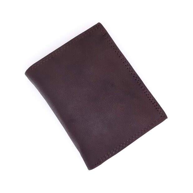Wallet made from real leather 10,5 cm x 8 cm x 2 cm, reddish brown