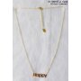 Stainless steel chain with (Happy) pendant 45+5 cm gold