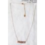 Stainless steel chain with (Happy) pendant 45+5 cm rose gold
