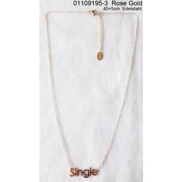 Stainless steel chain with (Single) pendant 45+5 cxm rose gold