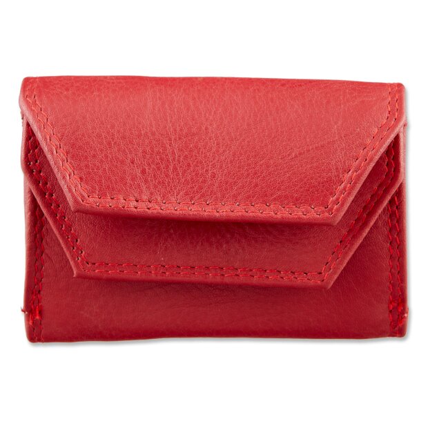 Mini wallet made from real nappa leather 7 cm x 9,5 cm x 1,5 cm, red