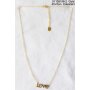 Stainless steel necklace with( Love)  pendant 45 + 5 cm gold