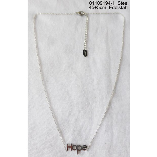 Stainless steel necklace with (Hope) pendant 45 + 5 cm
