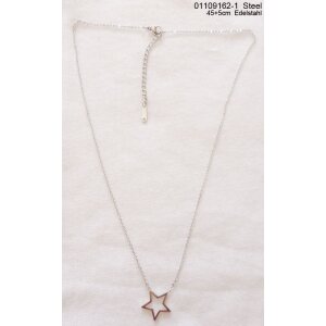 Stainless steel necklace with star pendant 45 + 5 cm