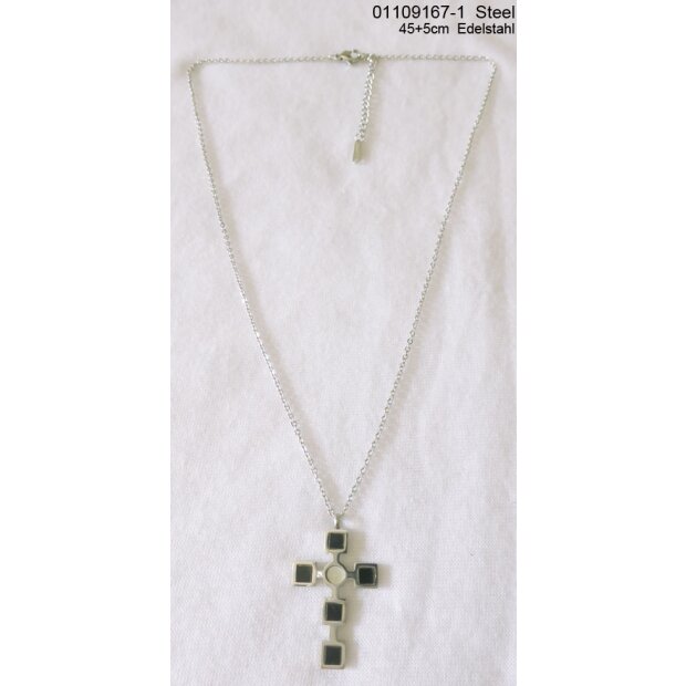 Stainless steel necklace with cross pendant 45 + 5 cm