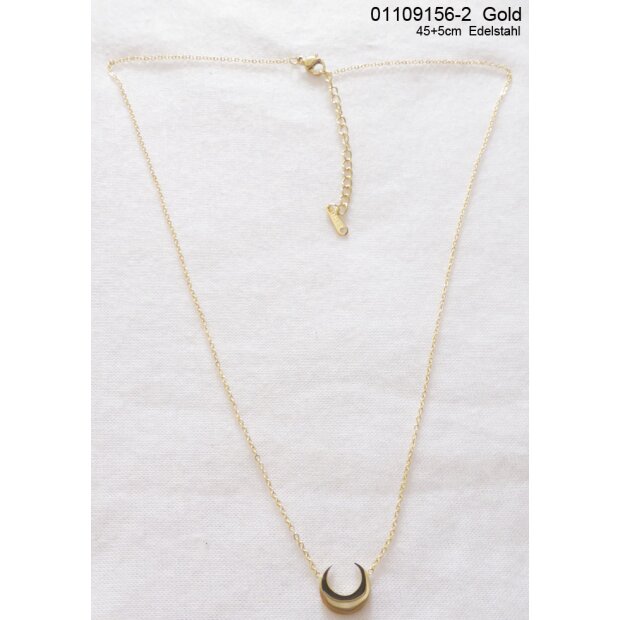 Stainless steel necklace with pendant 45 + 5 cm gold