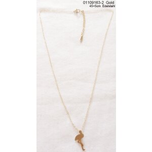 Stainless steel necklace with flamingo pendant 45 + 5 cm