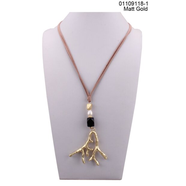 Long fashionable leather cord chain