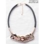 Fashionable Short Leather Cord Chain Sandy Rose Gold