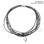 Fashionable Short Leather Cord Chain Sandy Silver / Silver Grey