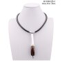 Fashionable Short Leather Cord Chain Sandy Silver / Black